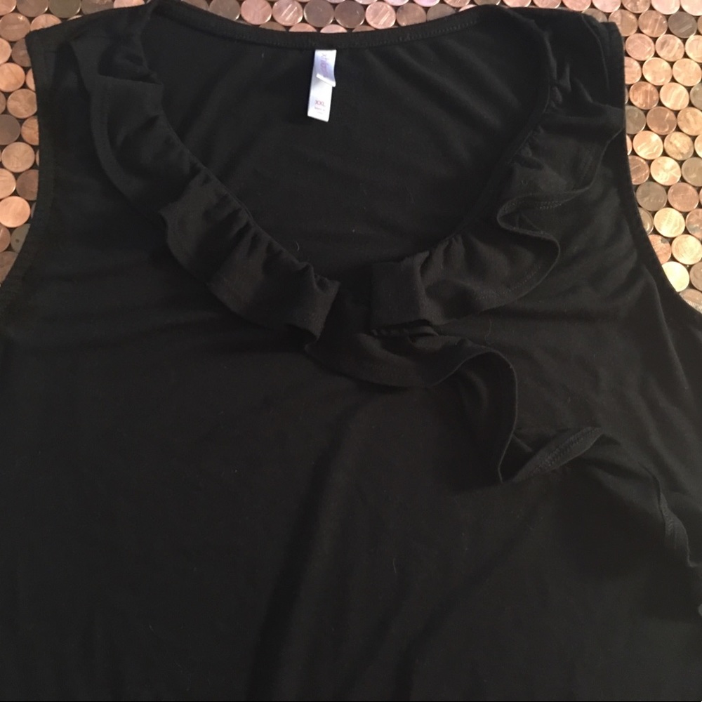 NWOT Black Sleeveless Ruffle Front Body Suit